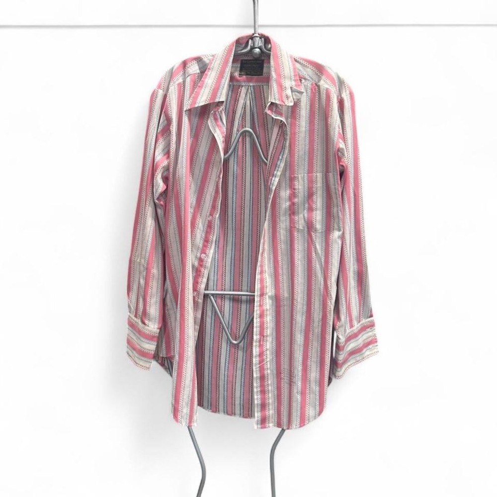 1980s Sears The Comfort Shirt in pink and white stripes size xl (xl3)